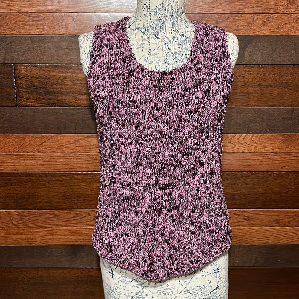 Vintage Units Scoop Neck Chunky Knit Purple Toned Sleeveless Sweater
